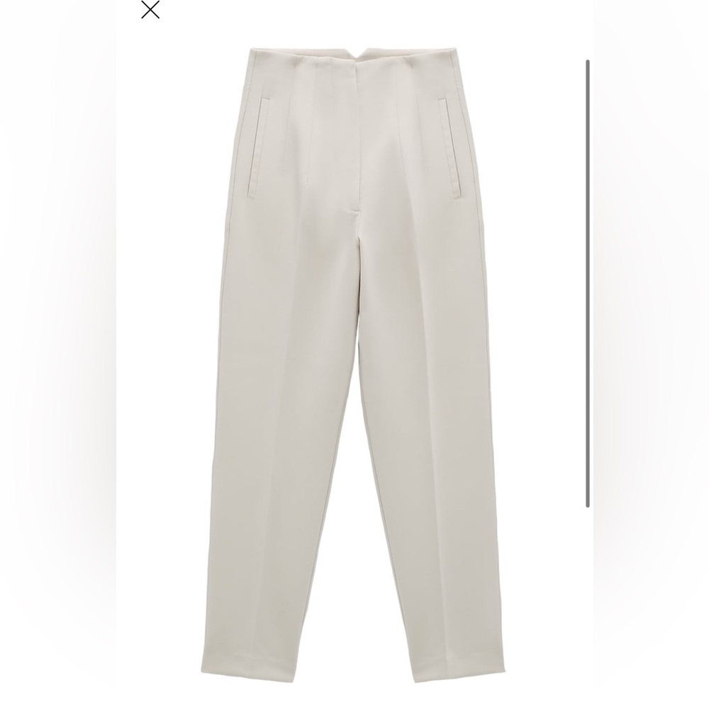 Zara high-waist cream trouser